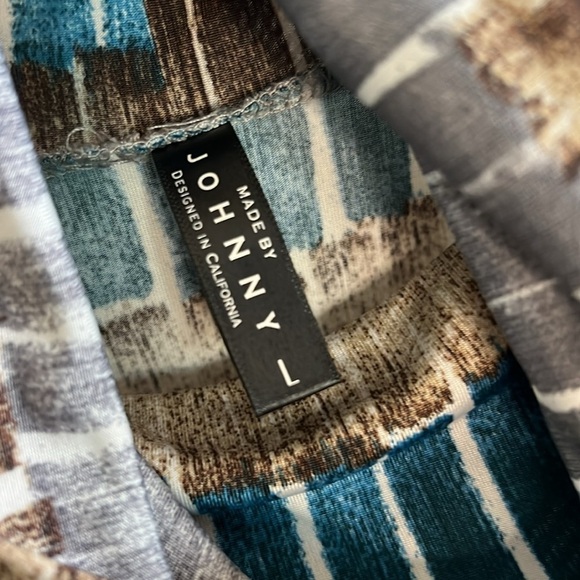 BY JOHNNY LARGE COWL NECK BROWN GRAY & BLUE LONG SLEEVED TOP - Picture 5 of 6